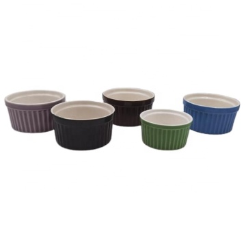 Ceramic Ramekins: Customized Multiple Color 4oz Round Souffle Cup Baking Bowls