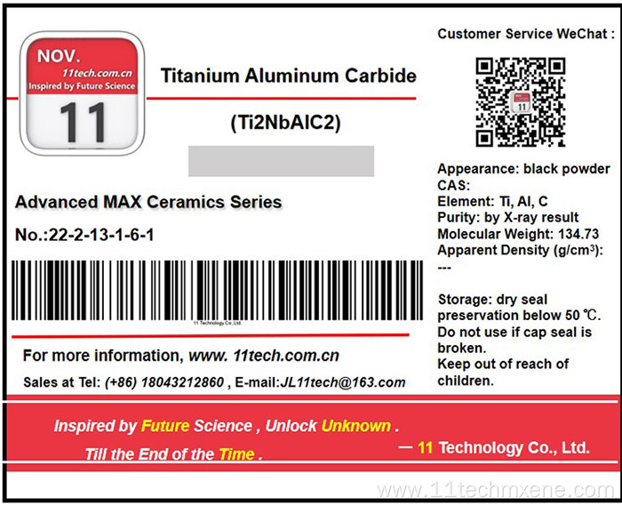 Layered Powder Material Ti2NbAlC2 Black powder