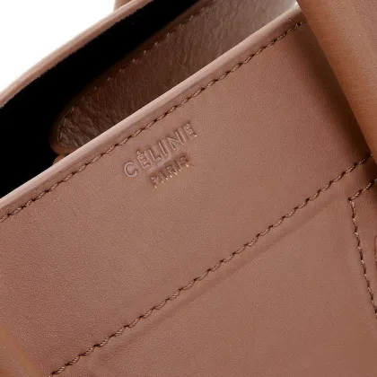 Phantom Light Brown, Fashionable Original Leather Celine Square Bag With Black Hardware