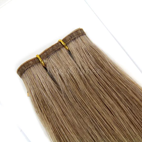 Brazilian hair hand tied weft hair extension, cuticle aligned human flat weft remy hair extensions with lace