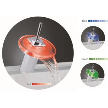 Glass LED waterfall Basin  Mixer