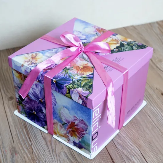 Square elegant birthday cake box