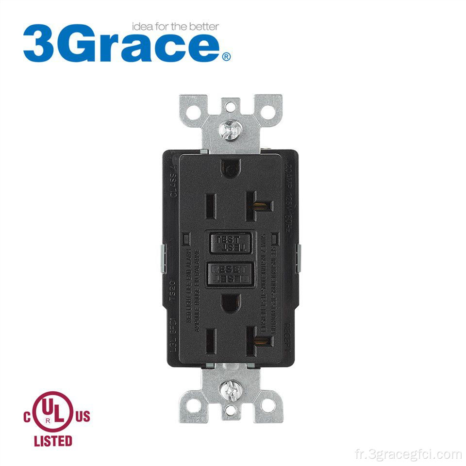 Outlet industriel Black GFCI avec 20amp