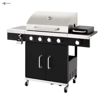 Stainless Steel 4-Burner BBQ Cabinet Style Propane Electronic Ignition Controls & Side Burner Gas Grill Stove