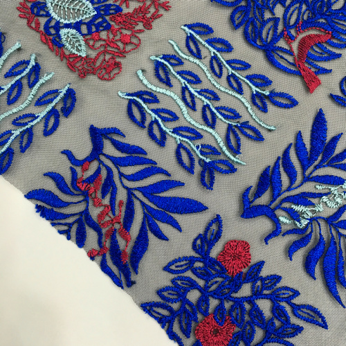 Kinds Of Grid Pattern Embroidery On Nylon Mesh