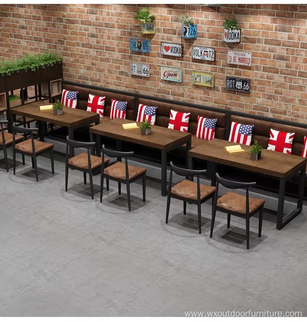 Industrial Restaurant Project Furniture Cafe Hamburger Shop Bar KTV Club Metal Leather Restaurant Sectional Sofa Booth Seating
