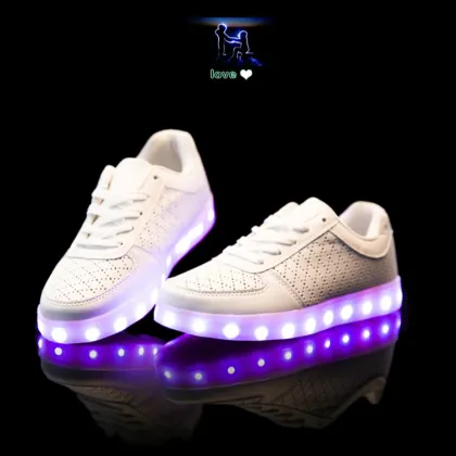 USB Charging Children Led shoes boys girls lighted PU cowhide glowing shoes