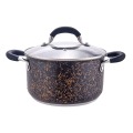 Black metal cooking pot set with black handle