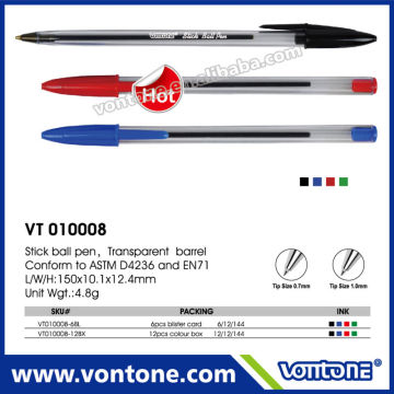 stick ball point pen transparent
