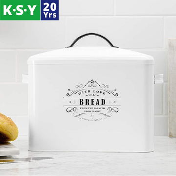 Vintage Metal Bread Bin - White Space-Saving Countertop Storage Box