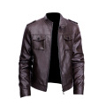 Fashion Men's Zipper Leather Jacket Custom High Quality