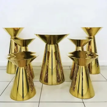 Luxury Gold Stainless Steel Round Cocktail Table for Weddings and Events