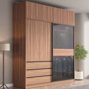 Custom Foshan Hotel New Design Glass Door Kids Cabinet Wood Wardrobe
