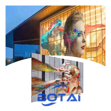 Botai Indoor/Outdoor P3.91-7.8 Curtain Window TV Glass LED Panels Mesh Display Transparent LED Screen