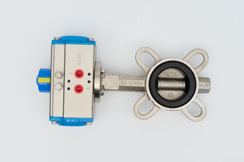 Pneumatic stainless steel wafer butterfly valve