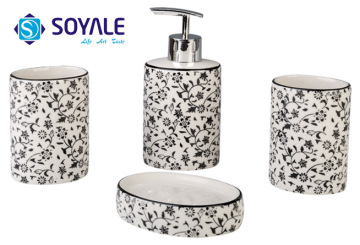 2015 New Flower Design New Ceramic Bathroom Accessories Set