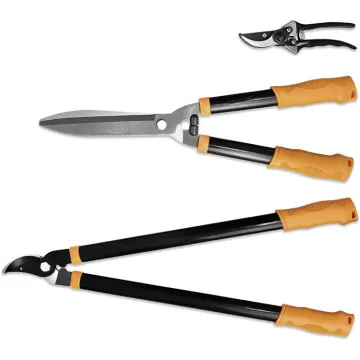 Professional 3-Piece Steel Garden Lopper & Hedge Shears Set: Pruning Shears & Garden Scissors with Long Handles