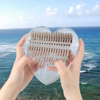Custom Logo Heart Shape Mini Kalimba 17 Key Crystal Acrylic Finger Piano