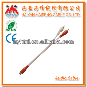 Reddish Transparent Audio Cable Y Cable 1RCA F to 2RCA M