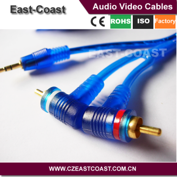 cable car transparent Blue 3.5mm stereo to 2rca cable