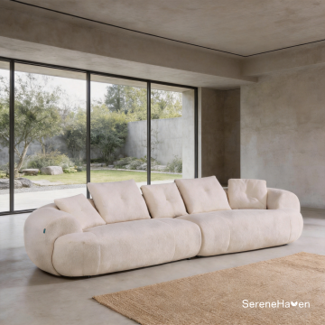 Cloud-shaped Cotton-linen Sofa for Multi-Scenario