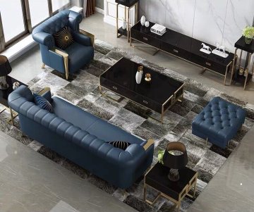 Phong cách châu Âu tùy chỉnh sofa da ba người có thể tùy chỉnh cho các căn hộ nhỏ