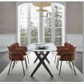 Luxus einzigartiger Küchen Esstische Rechteckig quadratisch geformt künstliche Marmorobertisch 6 Sitzer Aluminium Bein Schiefer Esstisch