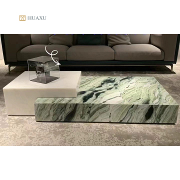 Reka Bentuk Custom Mewah Live Edge Meja Kopi Marble Semula Jadi
