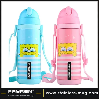 Metal bottles for kids/drink bottle with flip straw/manufacturing water bottles
