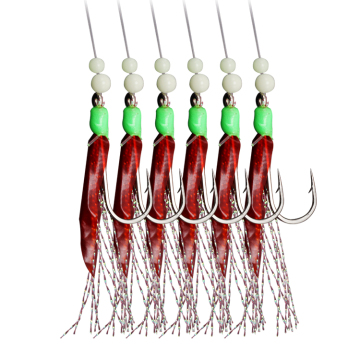 OUNA Red Skin Fish Luminous Fishing Hooks Sabiki Rigs for Saltwater
