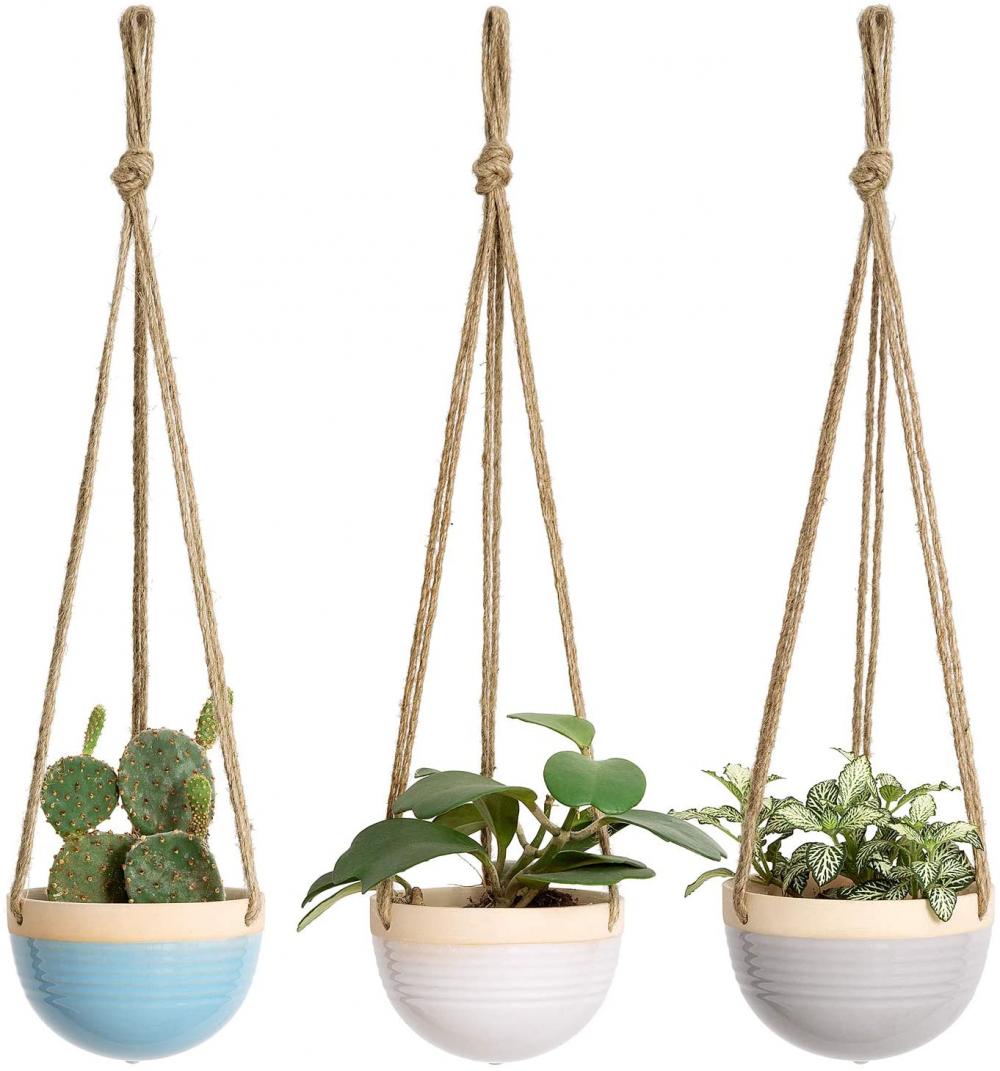 4.5 Inch Ceramic Hanging Planter Set