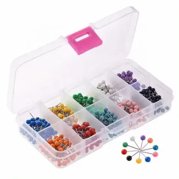 500-Pack Colorful Plastic Round Ball Head Map Push Pins for Bulletin Board