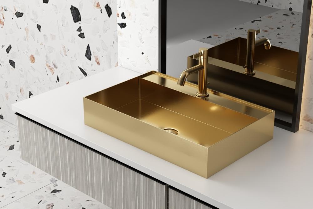 Wall Mounted Stainless Steel Bathroom Basin Golden