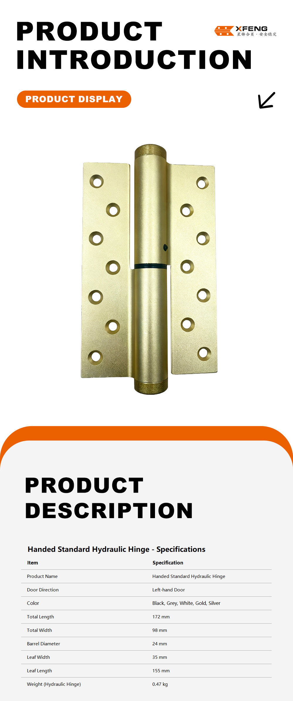 Handed Standard Hydraulic Hinge1