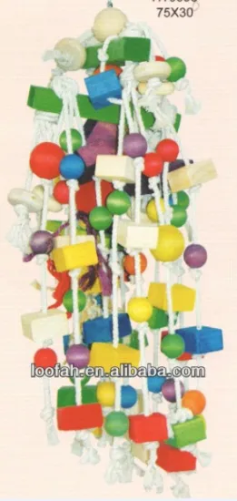 cotton and wooden beads toy for birds