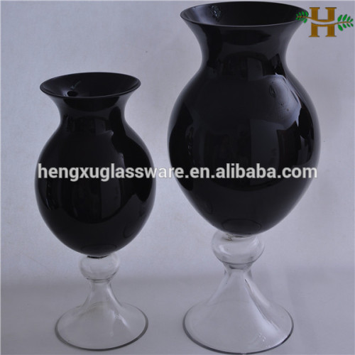 Tall Wedding Black Vases Glass,tinted Black Glass Vase, High Quality