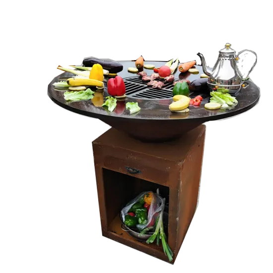 Corten Steel Outdoor BBQ Grills and Braisers for Cooking