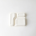 3 Compartimento Bagasse bandeja de alimentos retangulares recipiente
