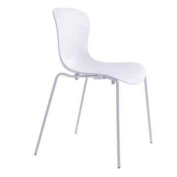 Modern plastic dining side chair with metal base