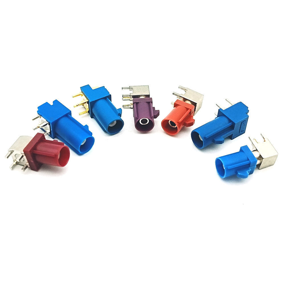 Fakra Male PCB Mount Angled RF Coaxial Connector