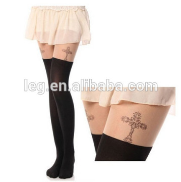 Japan Cross Print Tattoo Sheer Pantyhose Tights