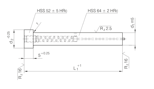 ISO8020 Punches with Cilindrical Head with Ejector Pin