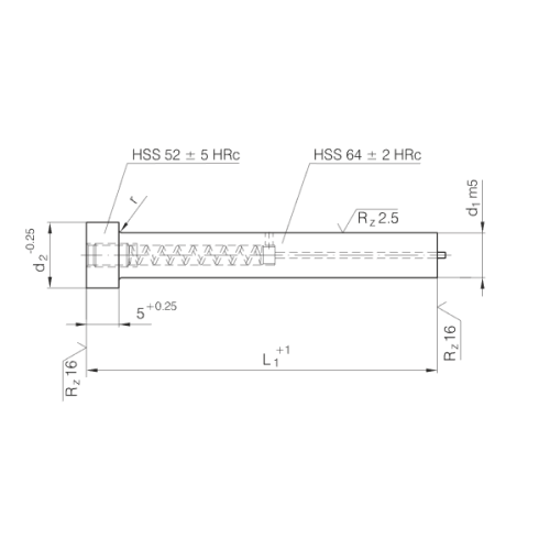 Pukulan ISO8020 dengan Kepala Silinder dengan Pin Ejector