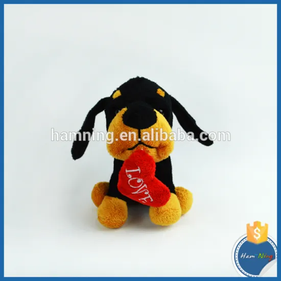 sitting design hugging heart plush toy dog big eyed animal toys