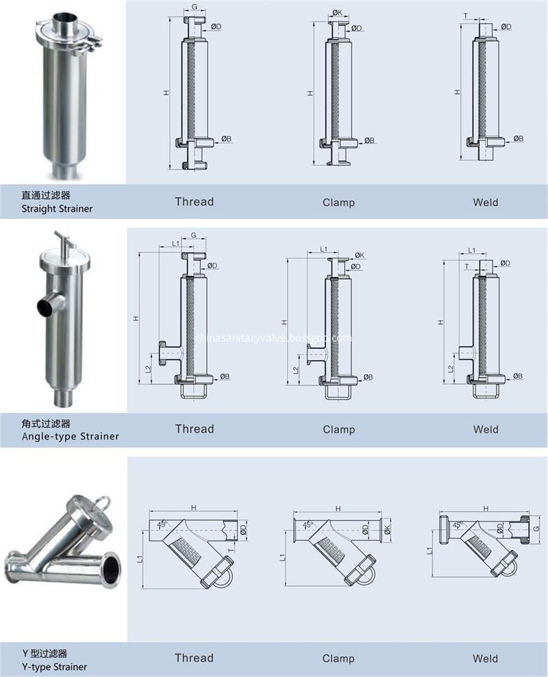 Sanitary-Stainless-Steel-Tri-Clamp-Filter-Angle-Straight-Strainer