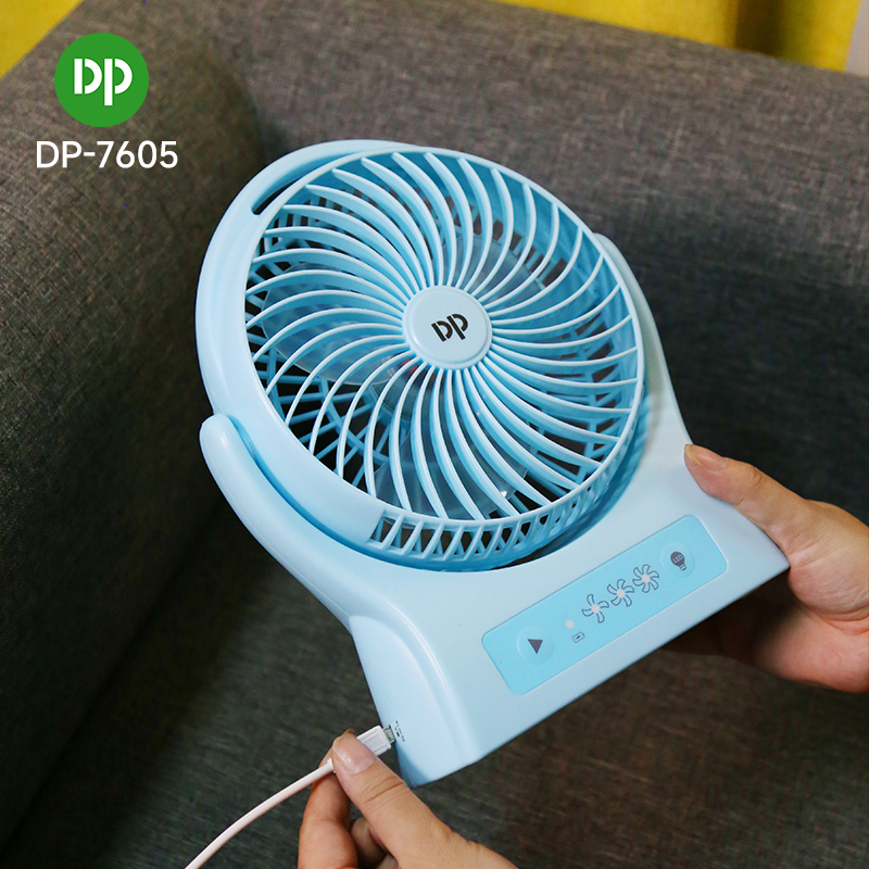 8 inch Rechargeable Desktop Fan with Emergency Light