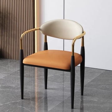Modern Metal Fabric Armrest Chair for Simple Chinese Light Luxury Dining Room