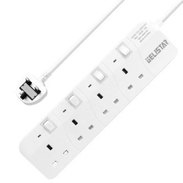 UK Sale Hot Sale White White 4 vie di estensione con cavo di alimentazione personalizzato