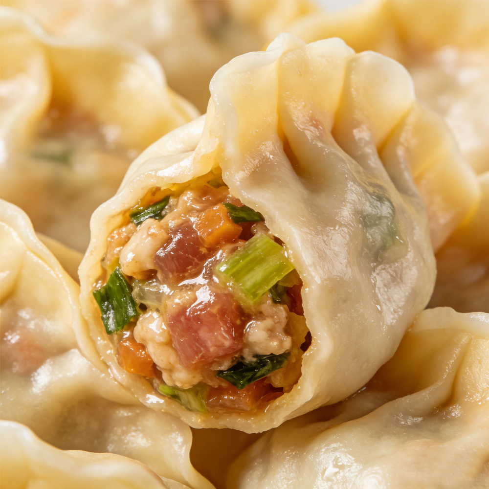 Домашние пельмени со свининой, приготовленные на пару