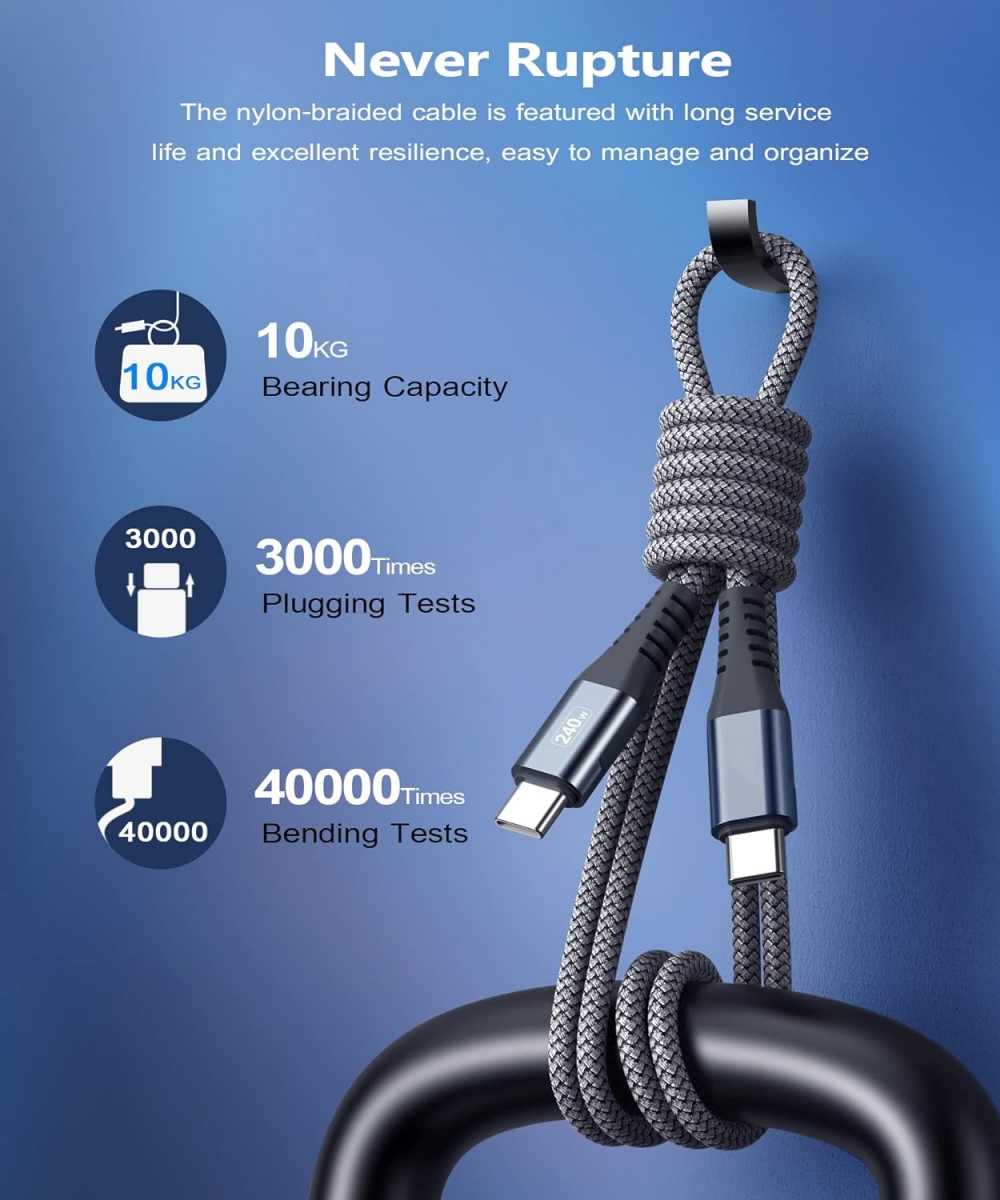 UCOAX 240W USB C إلى USB C Cable